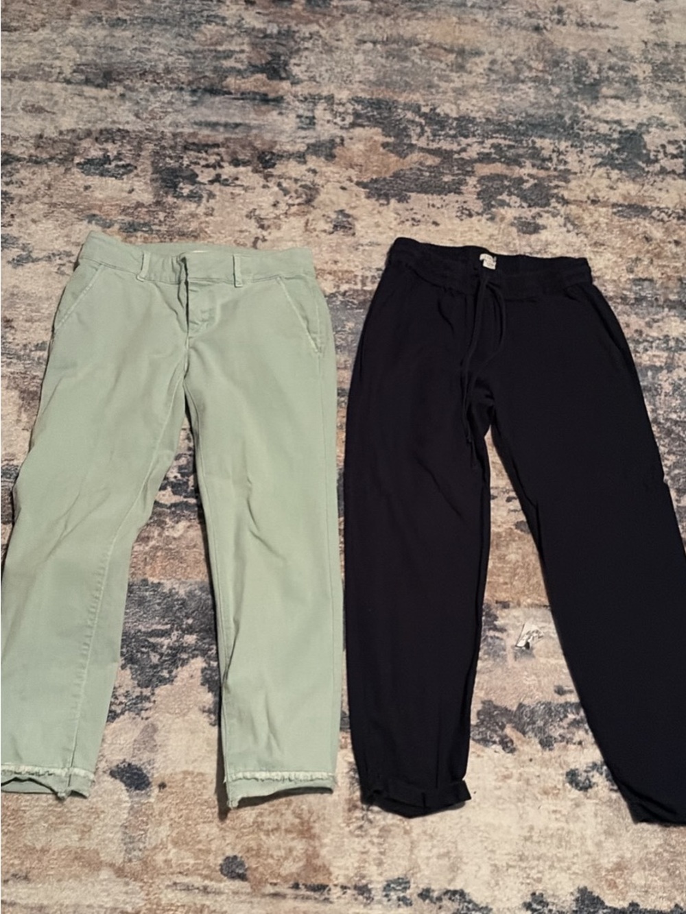 Woman’s Green and Black Bottoms - Mint Green Chinos & dark blue both size 2